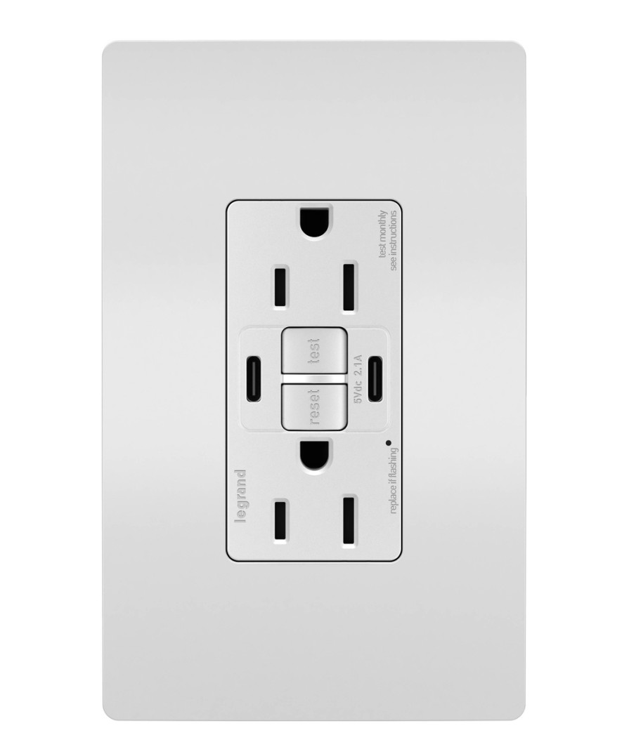 Verdrahtung Legrand Usb-Ladeanschlusse | Radiant 15A Selbsttest-Gfci-Usb-C-Steckdose Legrand