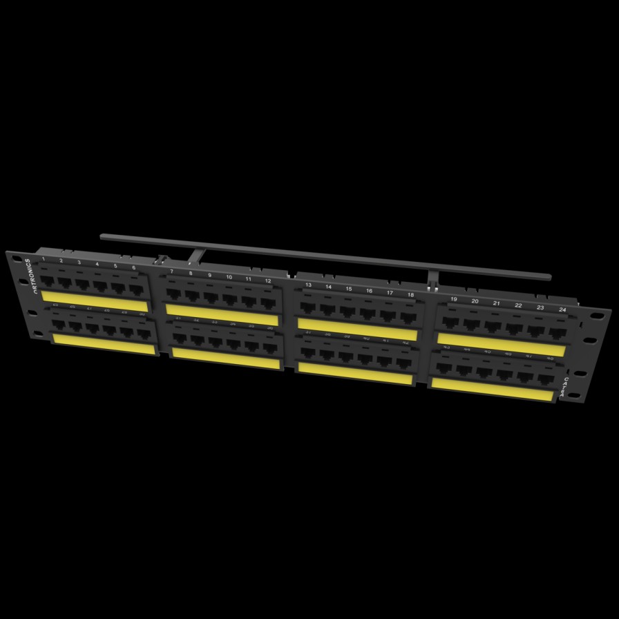 Netzwerkinfrastruktur Legrand Patchpanels | Kategorie 6A Techchoice Flat Patch Panel 48 Port 2Ru Schwarz