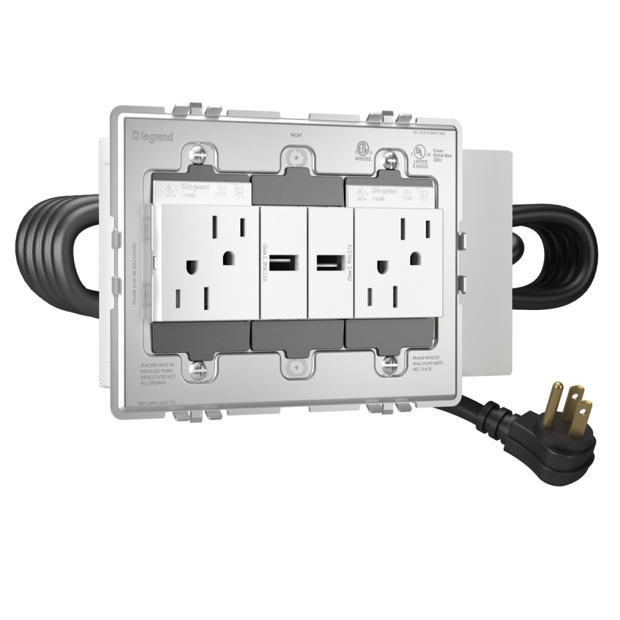 Draht- Und Kabelmanagement Legrand In-Surface-Mobel-Power | Adorne Fpc 3-Gang 2 ** 2Usb, Weis **011422**