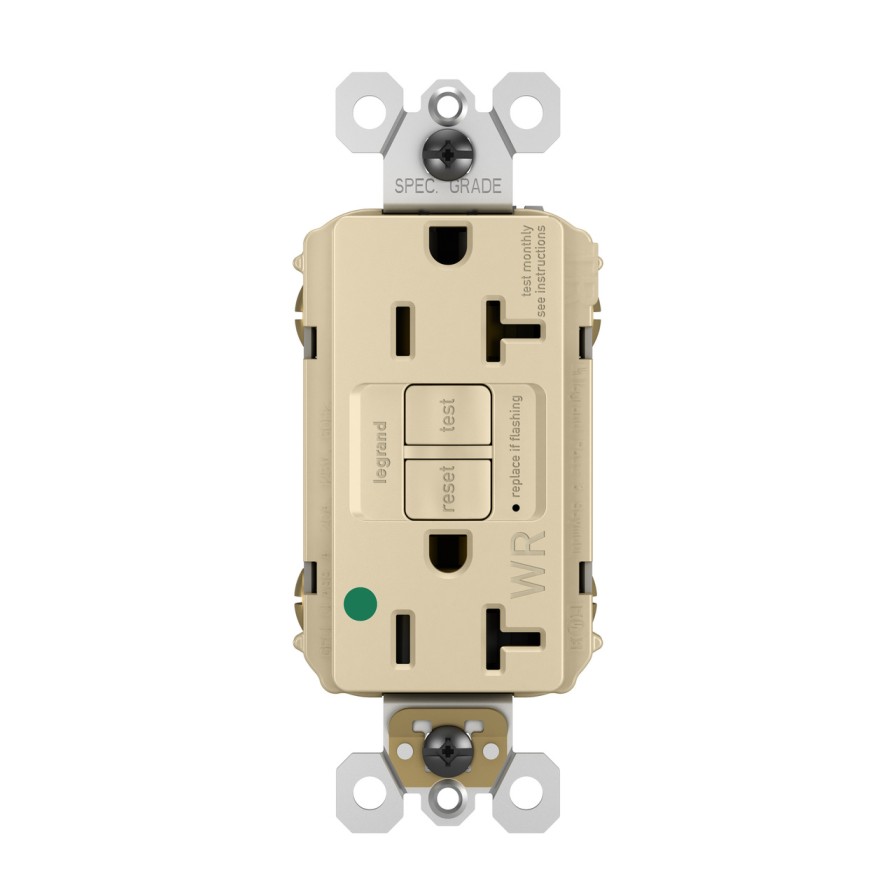 Verdrahtung Legrand Outdoor-Outlets | Manipulationssichere, Wetterbestandige 20-A-Duplex-Gfci-Steckdosen Fur Den Krankenhausstandard Mit Safelock®-Schutz, Elfenbeinfarben