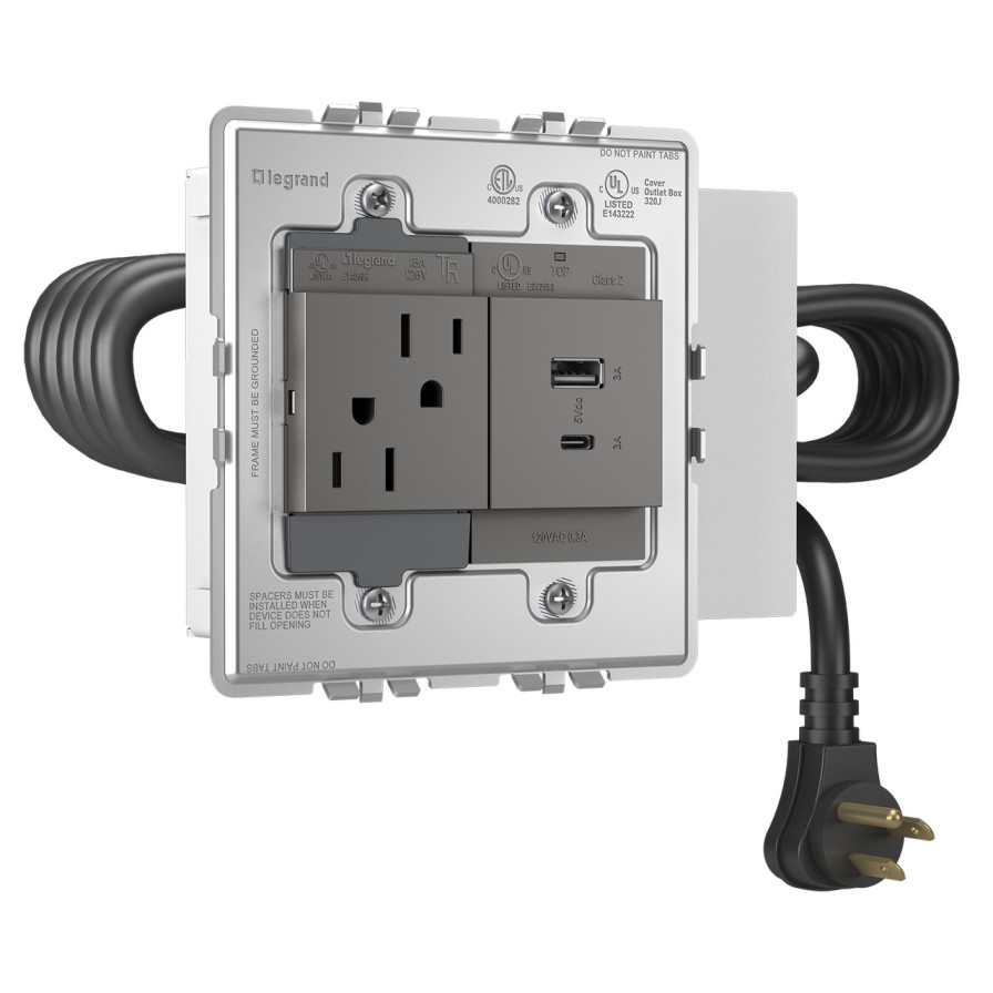 Draht- Und Kabelmanagement Legrand In-Surface-Mobel-Power | Adorne Furniture Power Center Mit 1 Steckdose Und 1 Usb-A/C-Anschluss