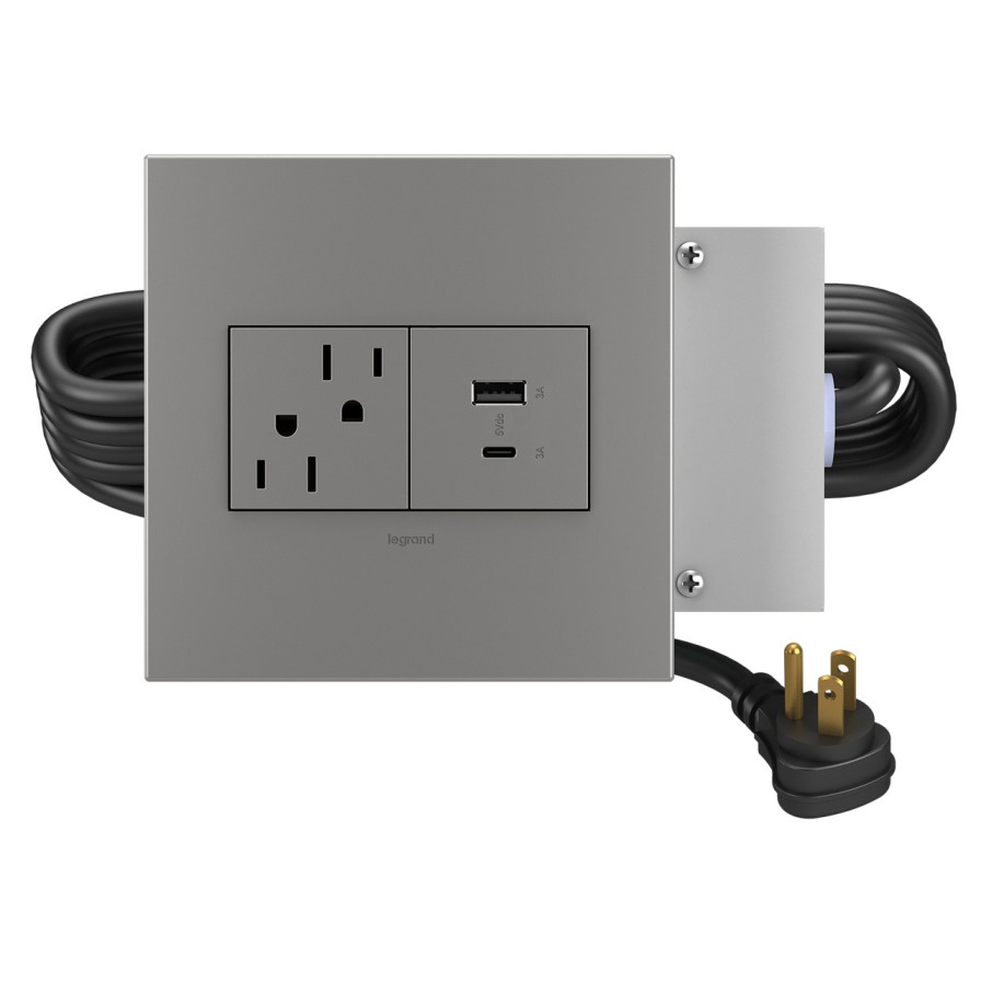 Draht- Und Kabelmanagement Legrand In-Surface-Mobel-Power | Adorne Furniture Power Center Mit 1 Steckdose Und 1 Usb-A/C-Anschluss