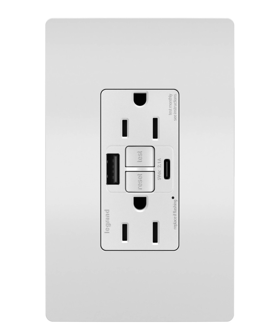 Verdrahtung Legrand Usb-Ladeanschlusse | Radiant 15A Selbsttest-Gfci-Usb-Typ-A/C-Steckdose Legrand