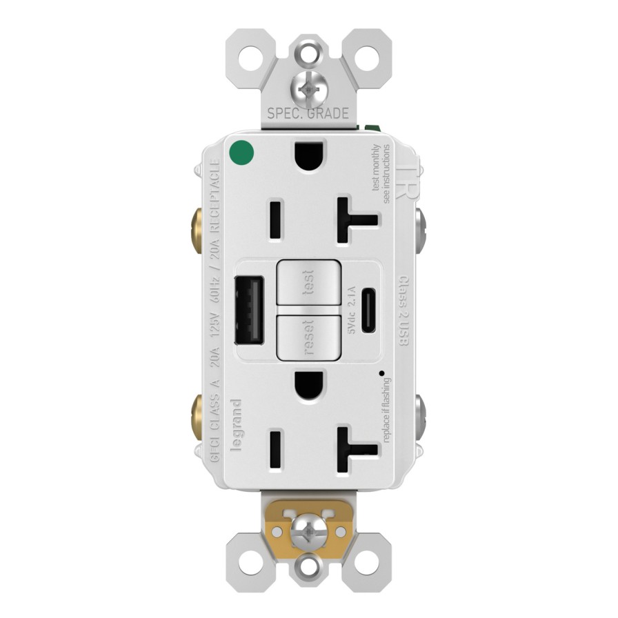 Verdrahtung Legrand Outlets | 20 A Selbsttest-Gfci-Usb-Typ-A/C-Steckdose In Krankenhausqualitat