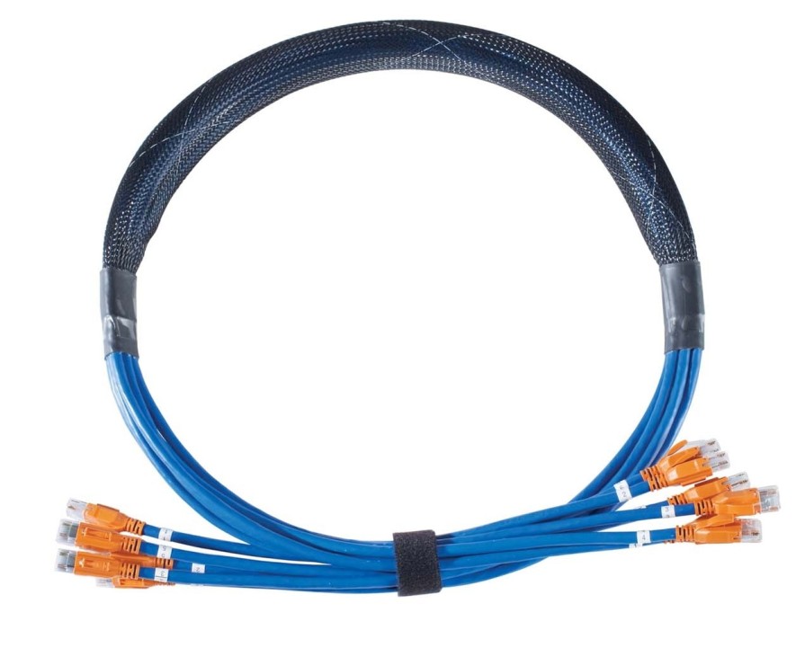 Netzwerkinfrastruktur Legrand Vorkonfektionierte Losungen | Snap Pre-Term, Cat5E, 6-Kabel-Plenum, 5', Blau, Mesh-Wrap-Baugruppe, Keine Staffelung