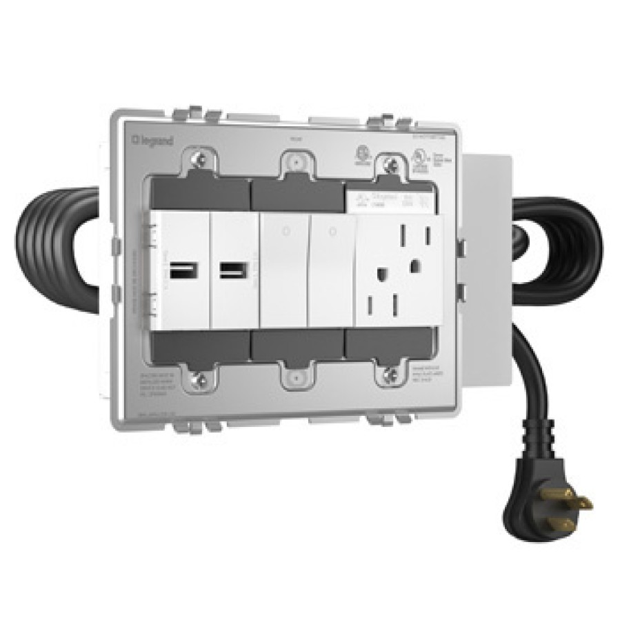 Draht- Und Kabelmanagement Legrand In-Surface-Mobel-Power | Adorne Fpc 3-Gang 2Usb** Pp, 1 O/L, Weis **011422**